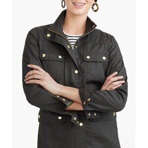 J Crew Downtown Field Jacket Womens Size XS Waxed Utility Coat Black